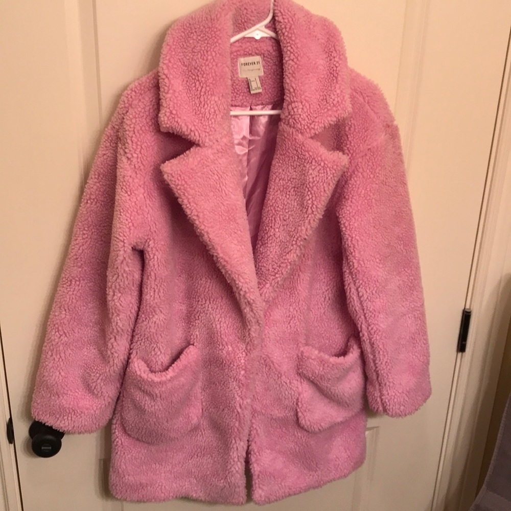 Forever 21 Pink Teddy Coat
